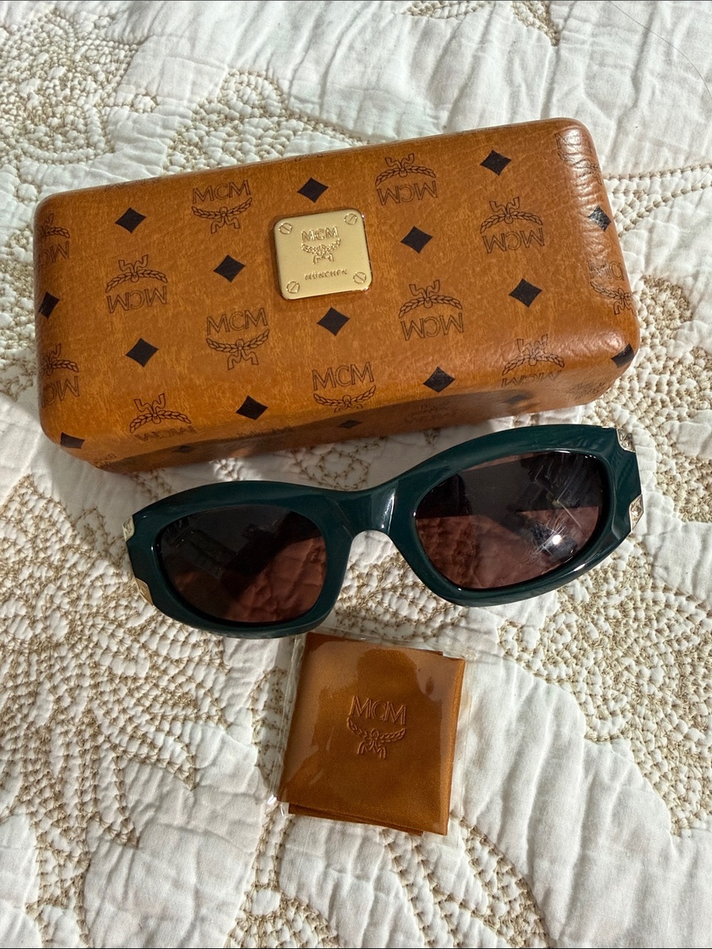 MCM 52 MM Women's Deep Green Cat-Eye Sunglasses with Brown Lenses
